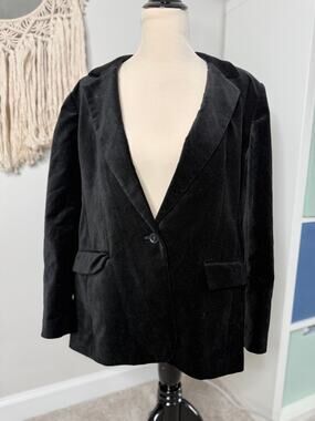 LOFT Women’s Classic Black Velvet Blazer Suit Jacket 10 Holiday Christmas
